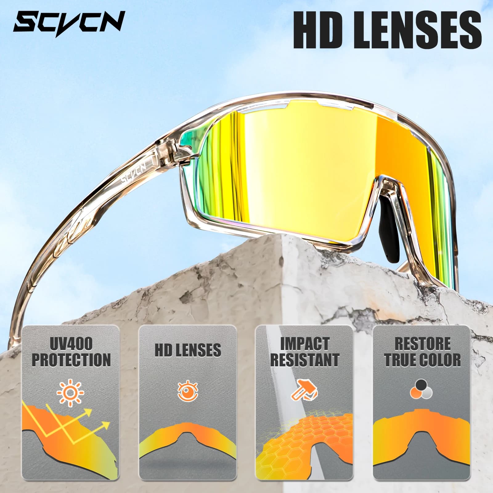 Lunettes de vélo polarisées SCVCN pour pêche - Protection UV400 unisexe sport outdoor