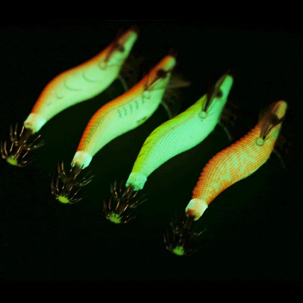 Lot 4 leurres crevettes poulpes appâts bois 8.5CM 7.3G hameçons pêche leurres imitations crustacés