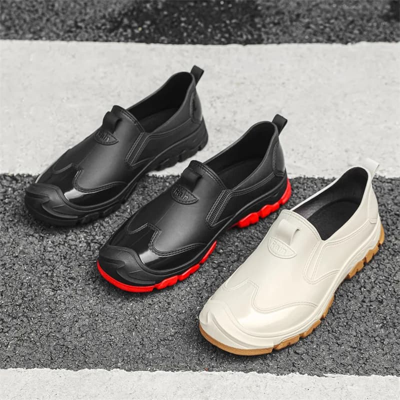Bottes de pluie homme basse épaisses imperméables légères anti-dérapantes pour pêche lavage auto