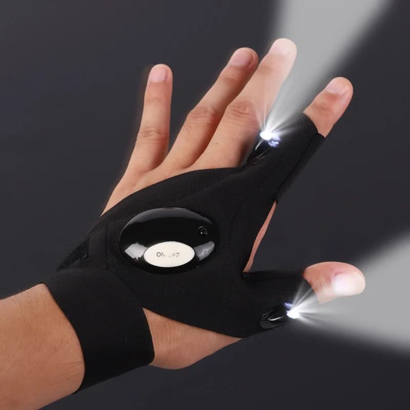 Gants sans doigts LED étanches pour pêche, vélo et randonnée - Lampe intégrée éclairage