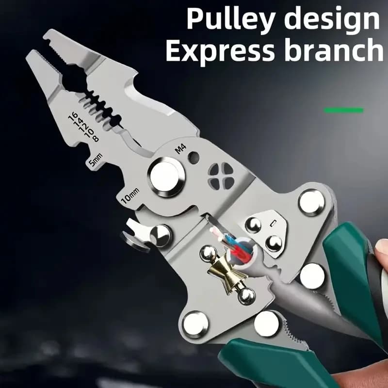 Pince multifonction pliable électricien - Outil avec dénudage sertissage coupe et clé de serrage