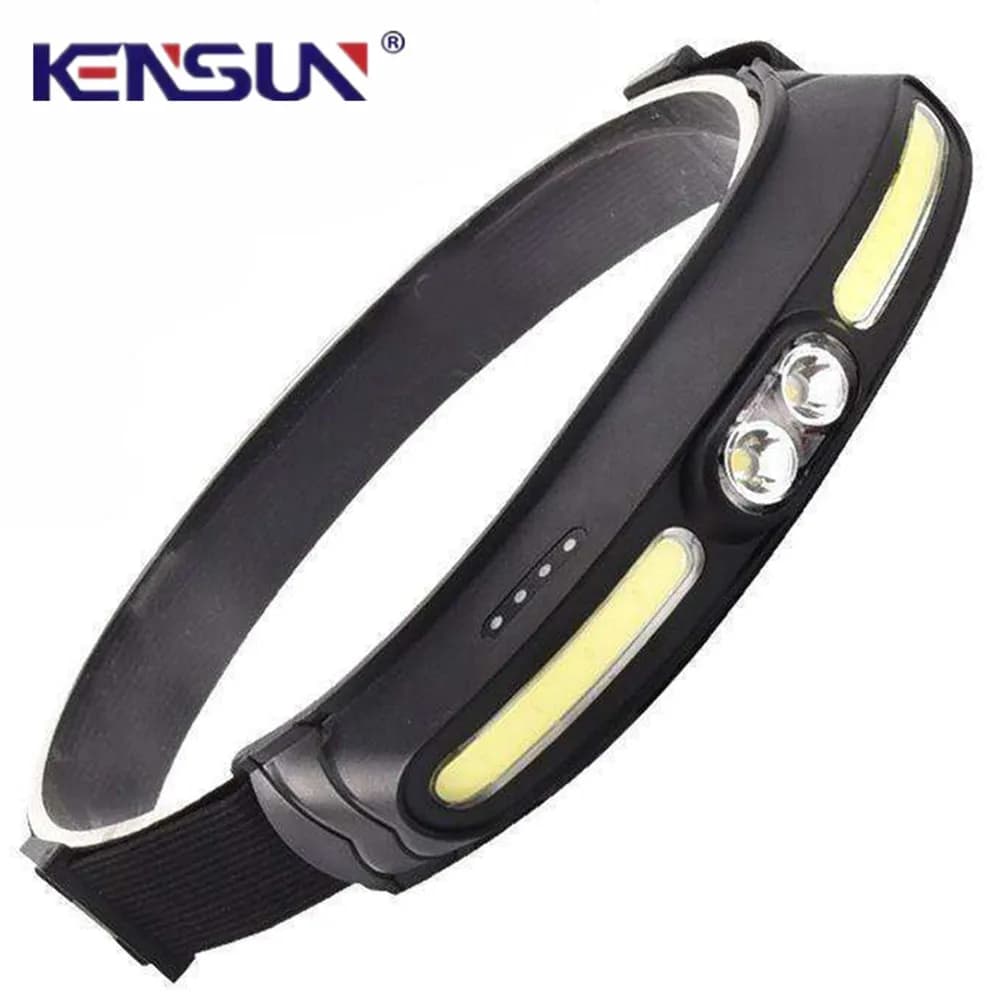 Lampe frontale rechargeable USB-C 350 lumens lumière douce COB+LED pour pêche nocturne et camping