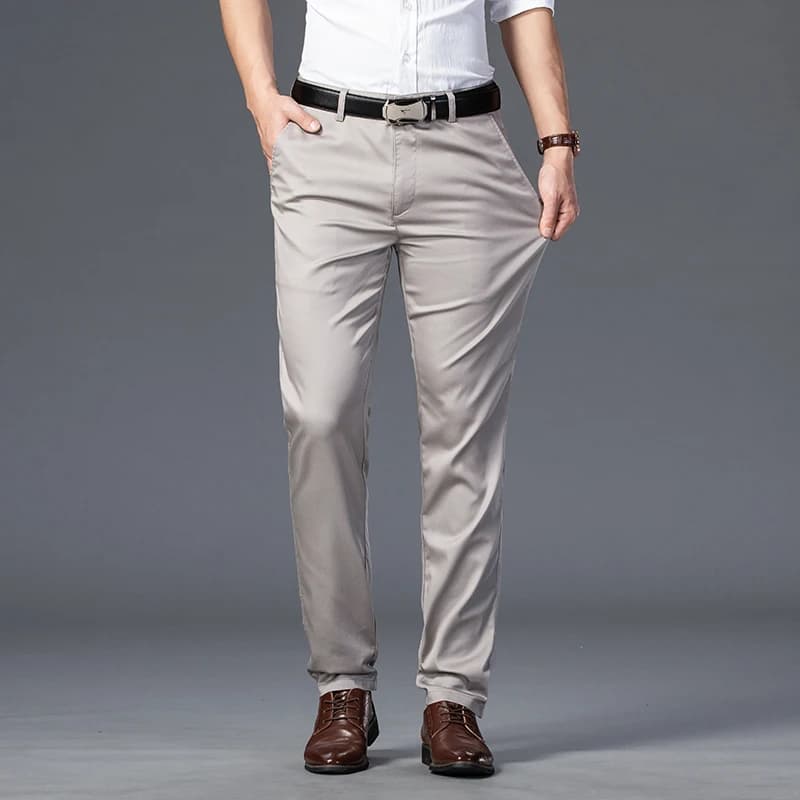 Pantalon costume slim homme été pour pêche business - Coton vert et coupe élégante pour pêche professionnelle