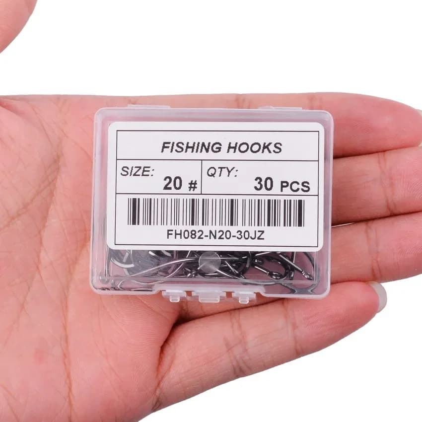 50 hameçons carbone pour carpe avec trou et ardillon, hameçon vers pour pêche à la mouche et leurre