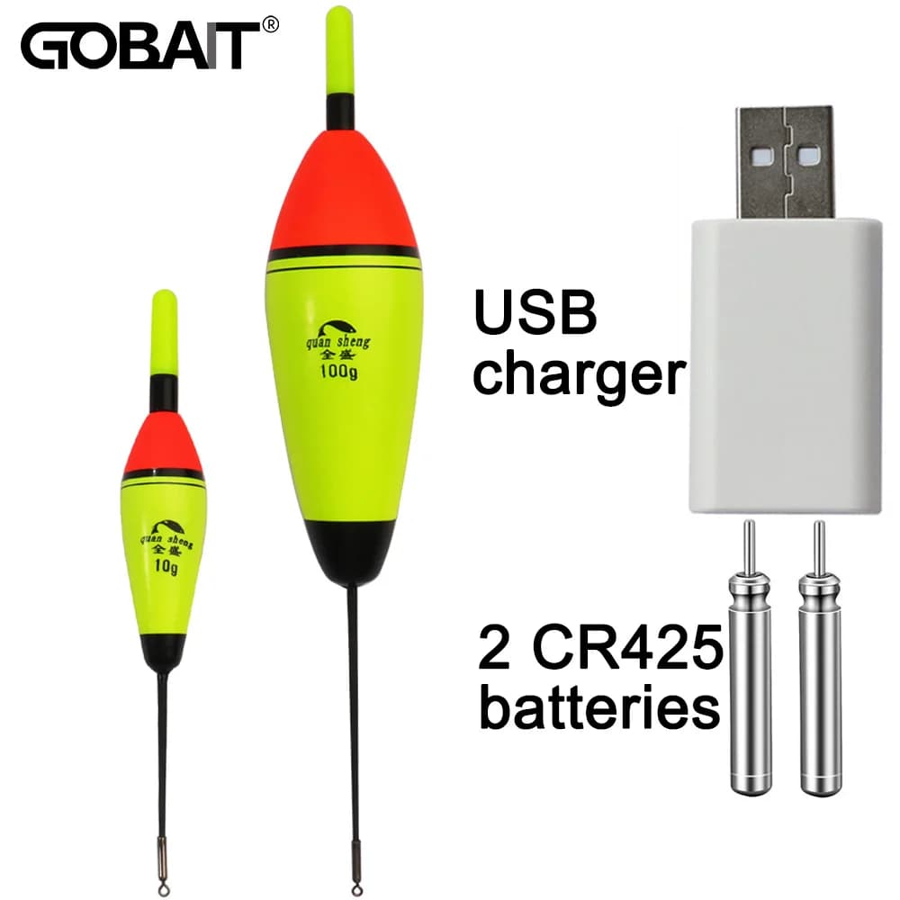 Flotteur pêche EVA 5g-100g flottabilité LED vertical recharge USB batterie CR425 jour nuit