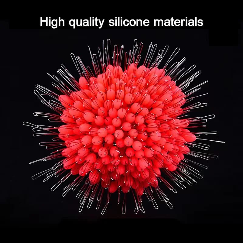 300 pièces flotteurs pêche ovale en silicone anti-embroussaillement, résistants pour ligne professionnelle