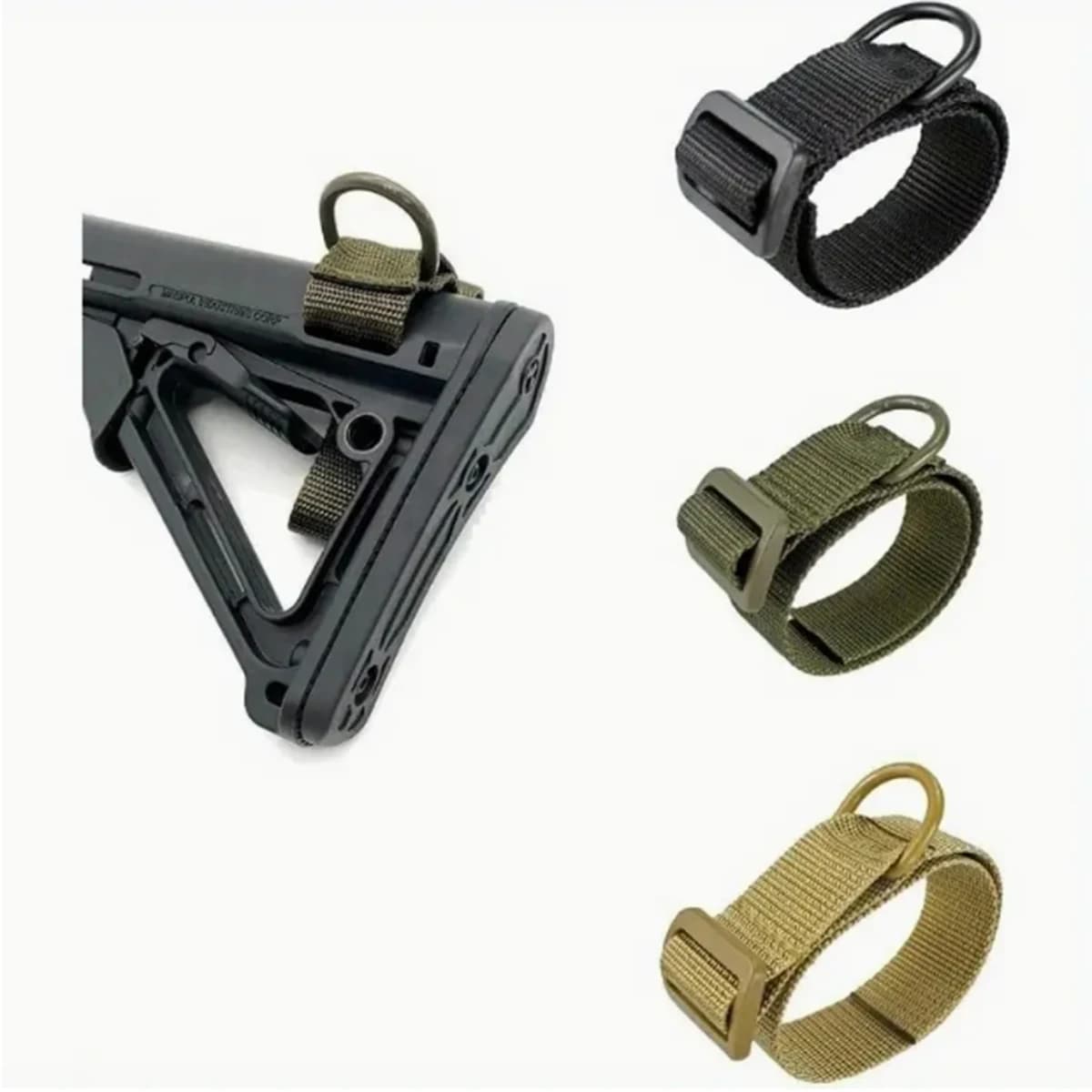 Adaptateur écharpe fusil anneau D nylon robuste noir fixation crosse pour pêche au fusil harpon