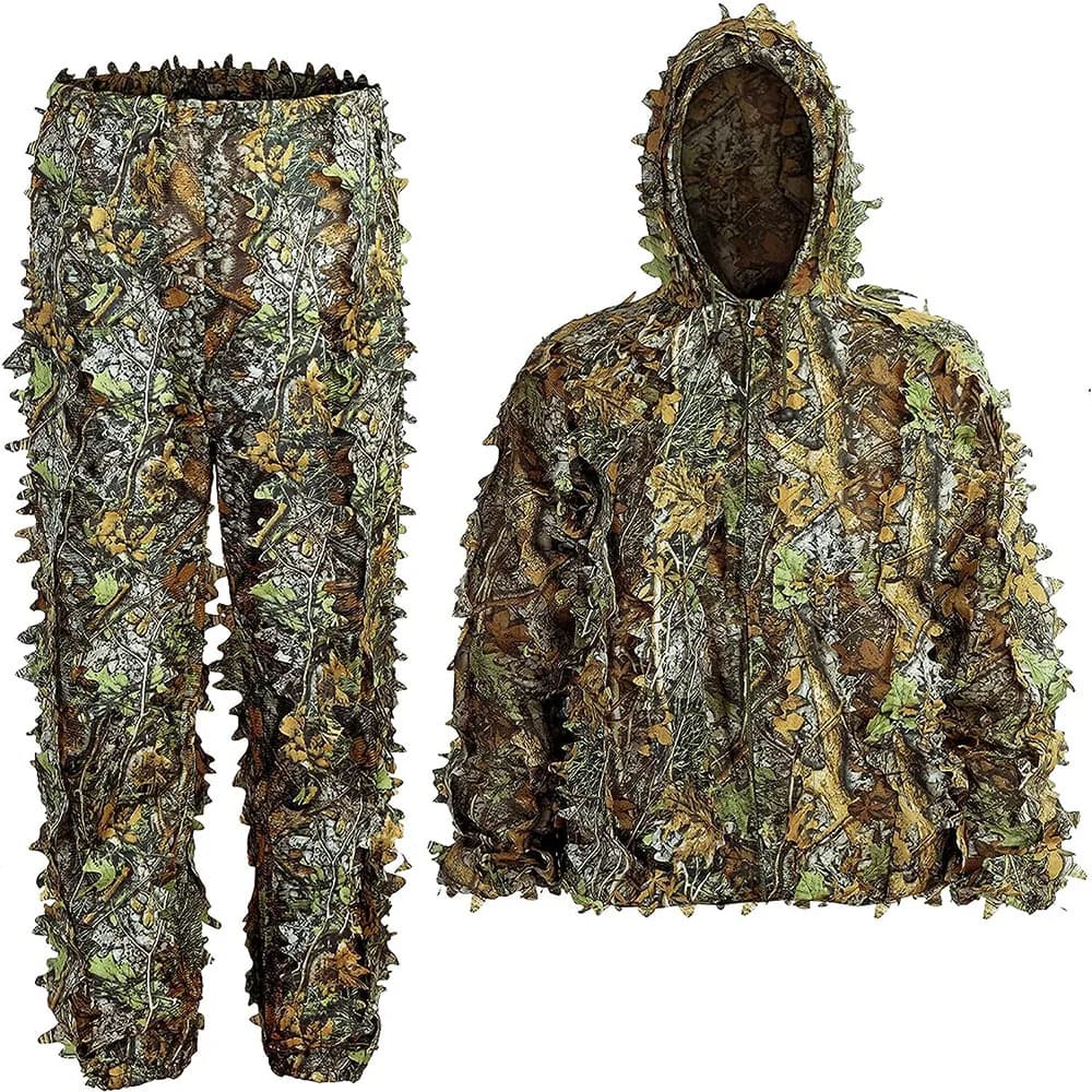 Ghillie Suit 3D Bionique Homme Femme Enfant - Tenue Tactique Camouflage Feuilles pour Pêche