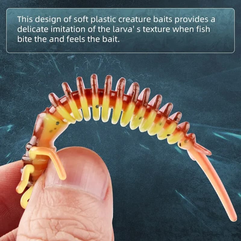 Leurres souples larves MEREDITH 50mm/10pcs - Vers silicone pour bass brochet minnow swimbait jigging pêche fine