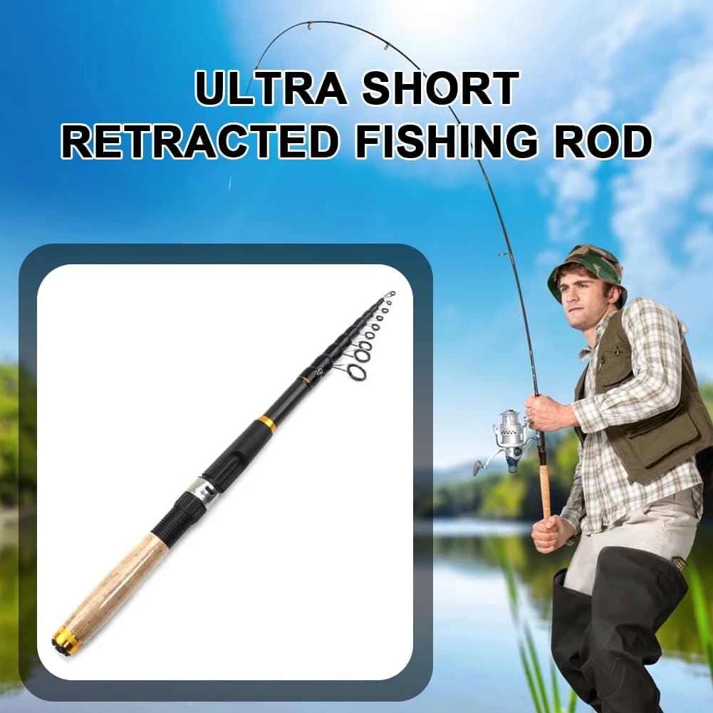 Canne pêche ultra-courte télescopique multifonction - Spinning carbone durable anti-dérapant outil pêche