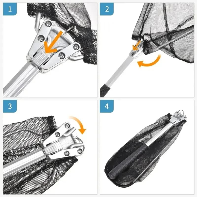 Filet d'épuisette pliable robuste 5.91FT/7.87FT pour kayak, pêche à la mouche et gros poissons