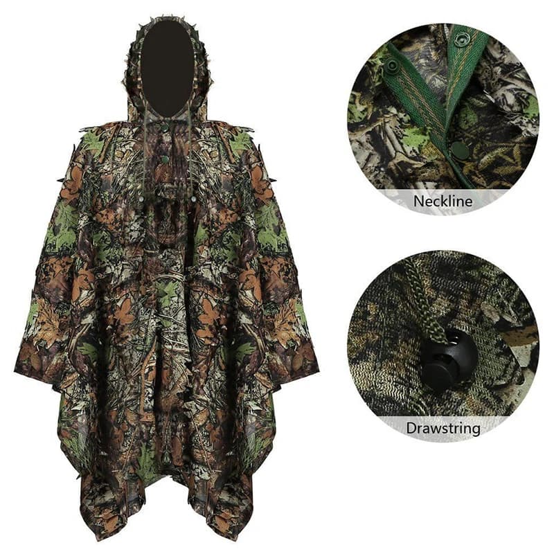 Combinaison ghillie unisexe camouflage feuilles - Tenue jungle tactique pour pêche et chasse