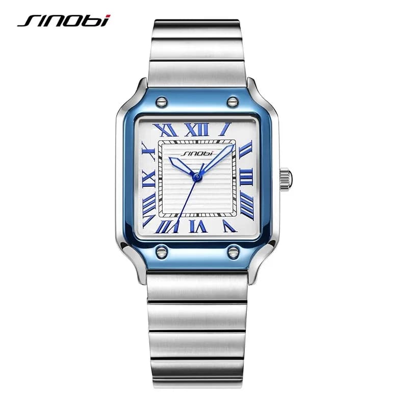 Montre homme quartz professionnelle acier inoxydable - Cadran carré lumineux étanche relogio masculino