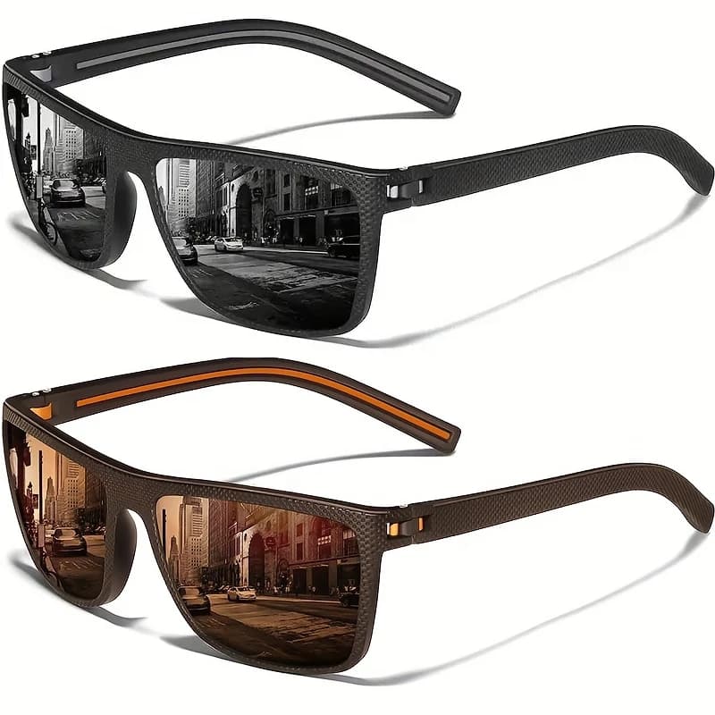 Lunettes de soleil polarisées carrées homme femme - Monture légère pour pêche et loisirs