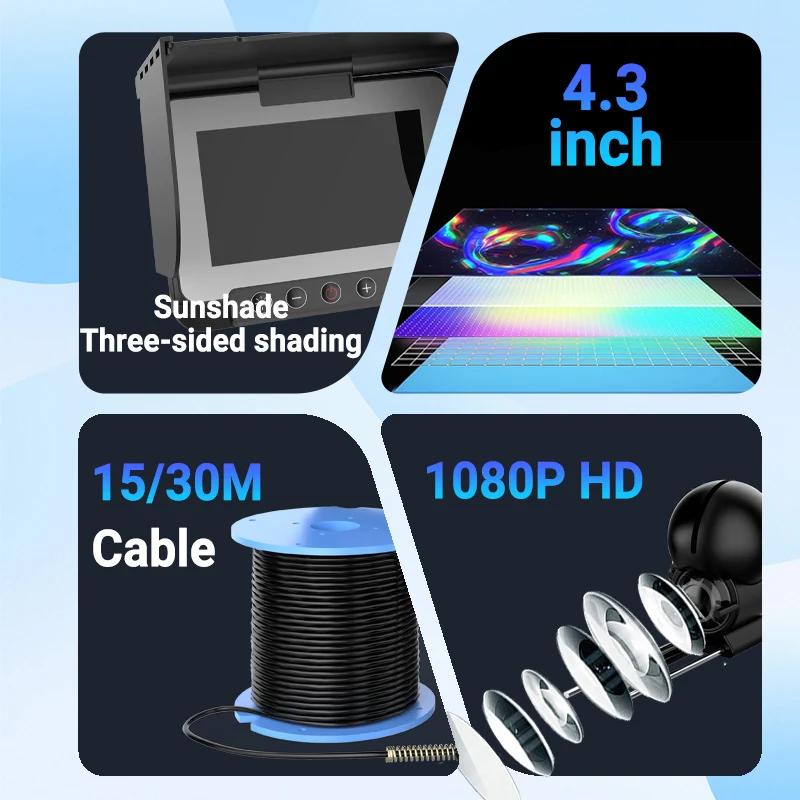 Caméra de pêche portable avec moniteur LCD 4.3" et vision nocturne infrarouge pour pêche sur glace