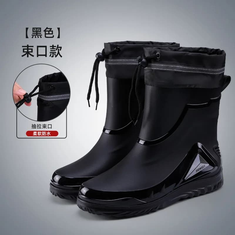 Chaussures de pluie homme outdoor antidérapantes pêche galoches caoutchouc hiver doublure chaude