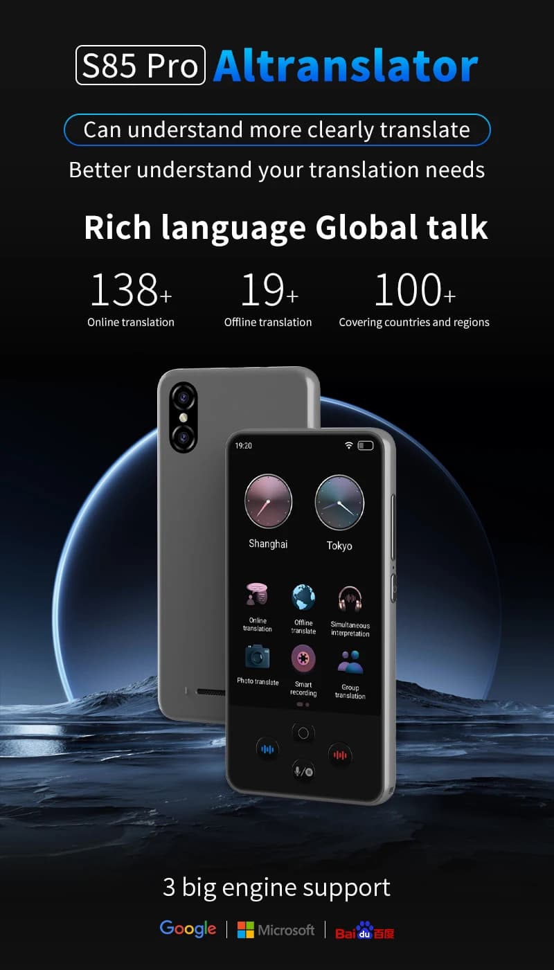 Traducteur portable S85 Pro 138 langues pour pêche internationale - traduction vocale temps réel