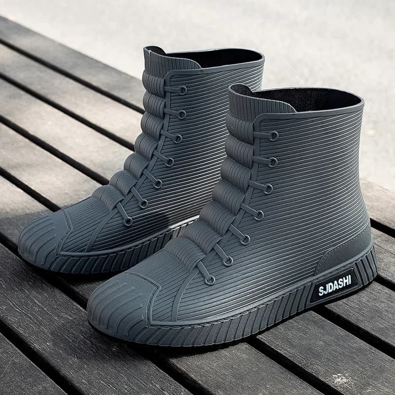 Bottes de pluie courtes anti-dérapantes homme - Style tendance pour pêche, cuisine et lavage auto