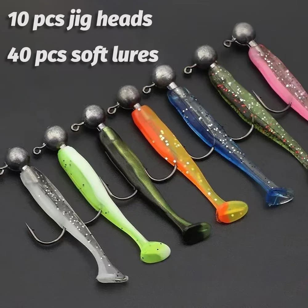 50 leurres métalliques jig de 3g à 14g pour pêche verticale - Kit complet avec têtes plombées et hameçons