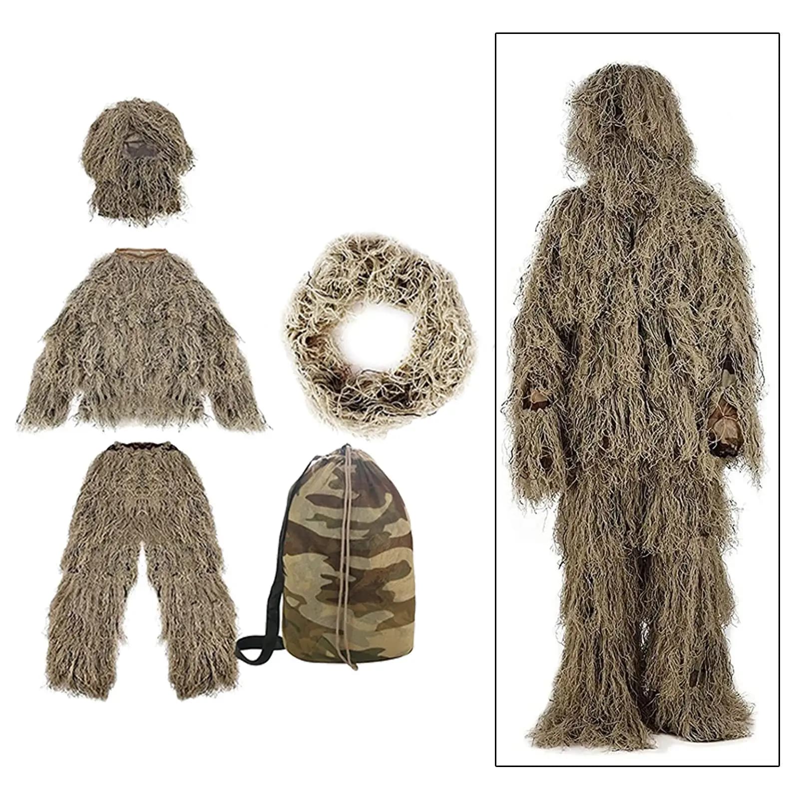 Ensemble Ghillie bois avec sac - déguisement observation oiseaux chasse dinde pêche jardinage