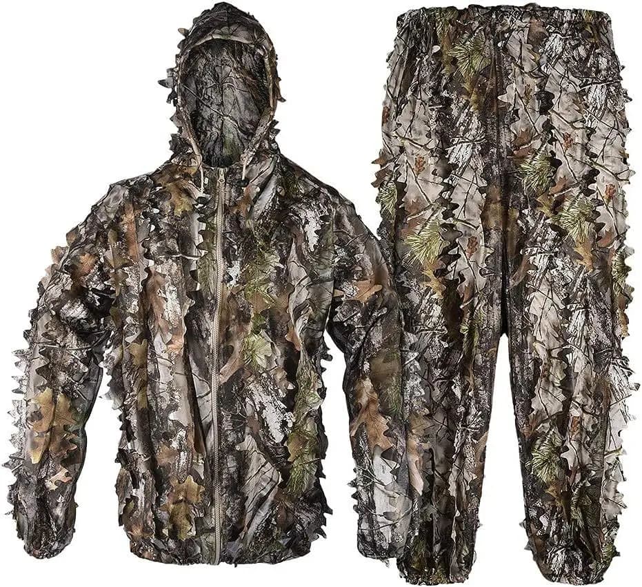 Ensemble pêche Ghillie 3D coupe arbre - protection UV observation oiseaux chasse jungle