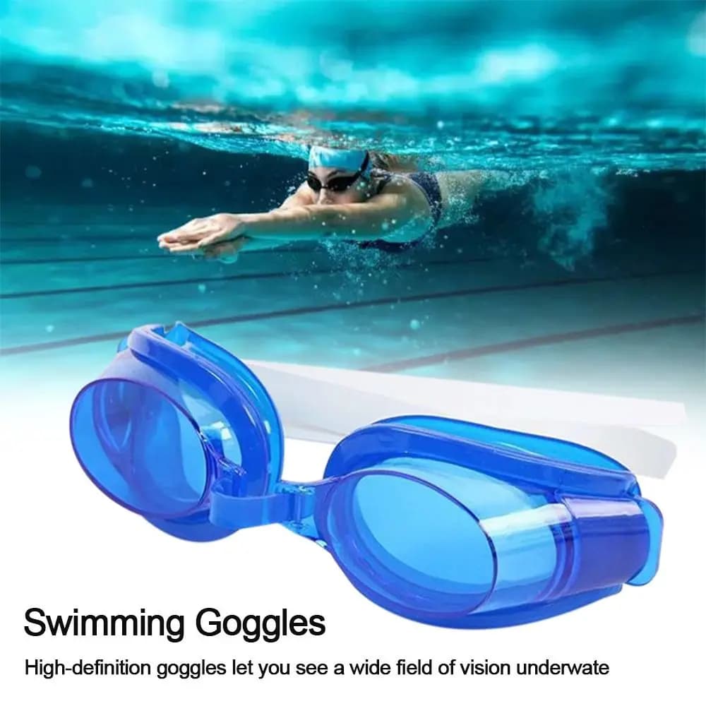 Lunettes de natation étanches anti-buée UV réglables avec embouts et pince-nez pêche