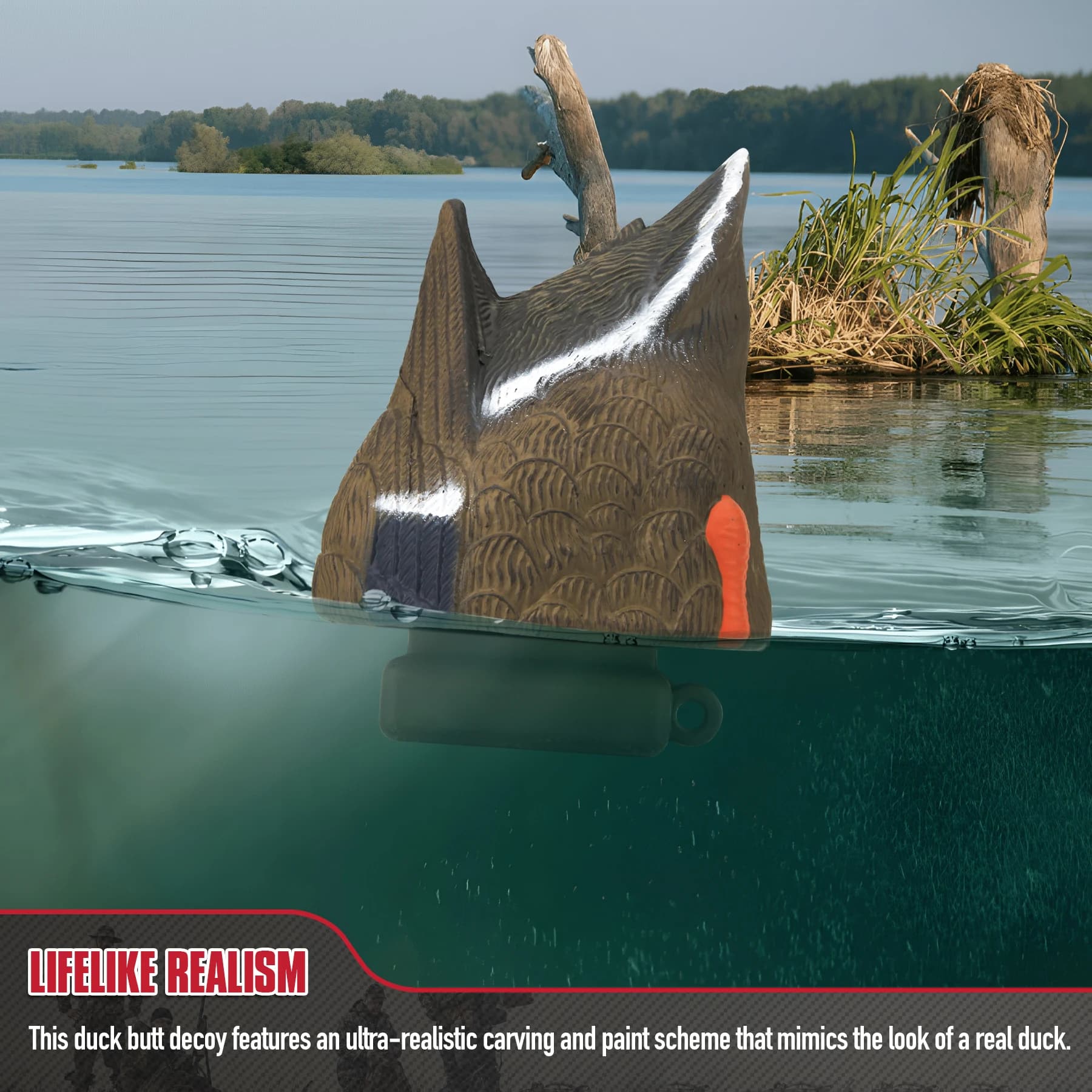Leurre queue de canard 3D avec quille lestée - Accessoire de chasse gibier d'eau réaliste