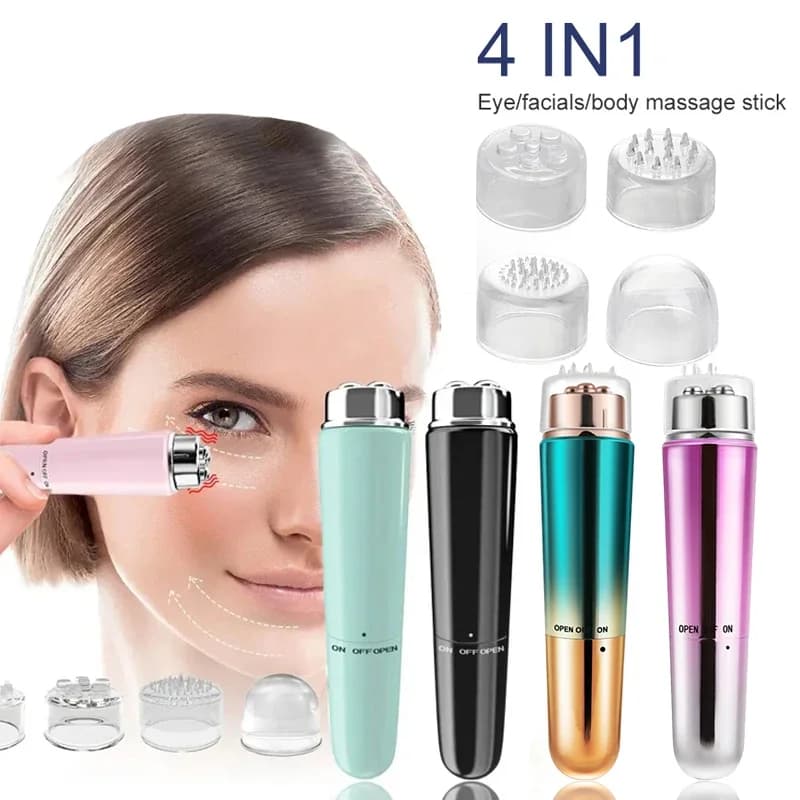 Massage yeux électrique 4 en 1 micro vibrations beauté visage cernes poches relaxation pêche