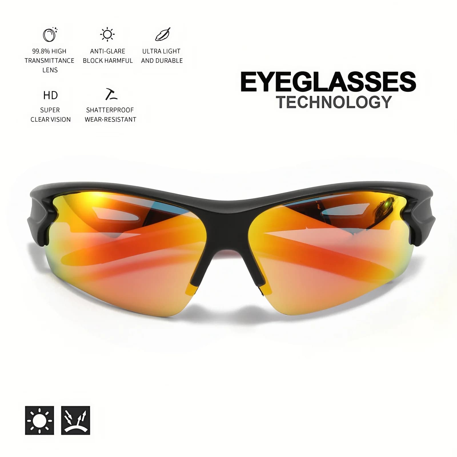 Lunettes de pêche enveloppantes 2 pièces UV400 - Protection totale pour pêche sportive intensive