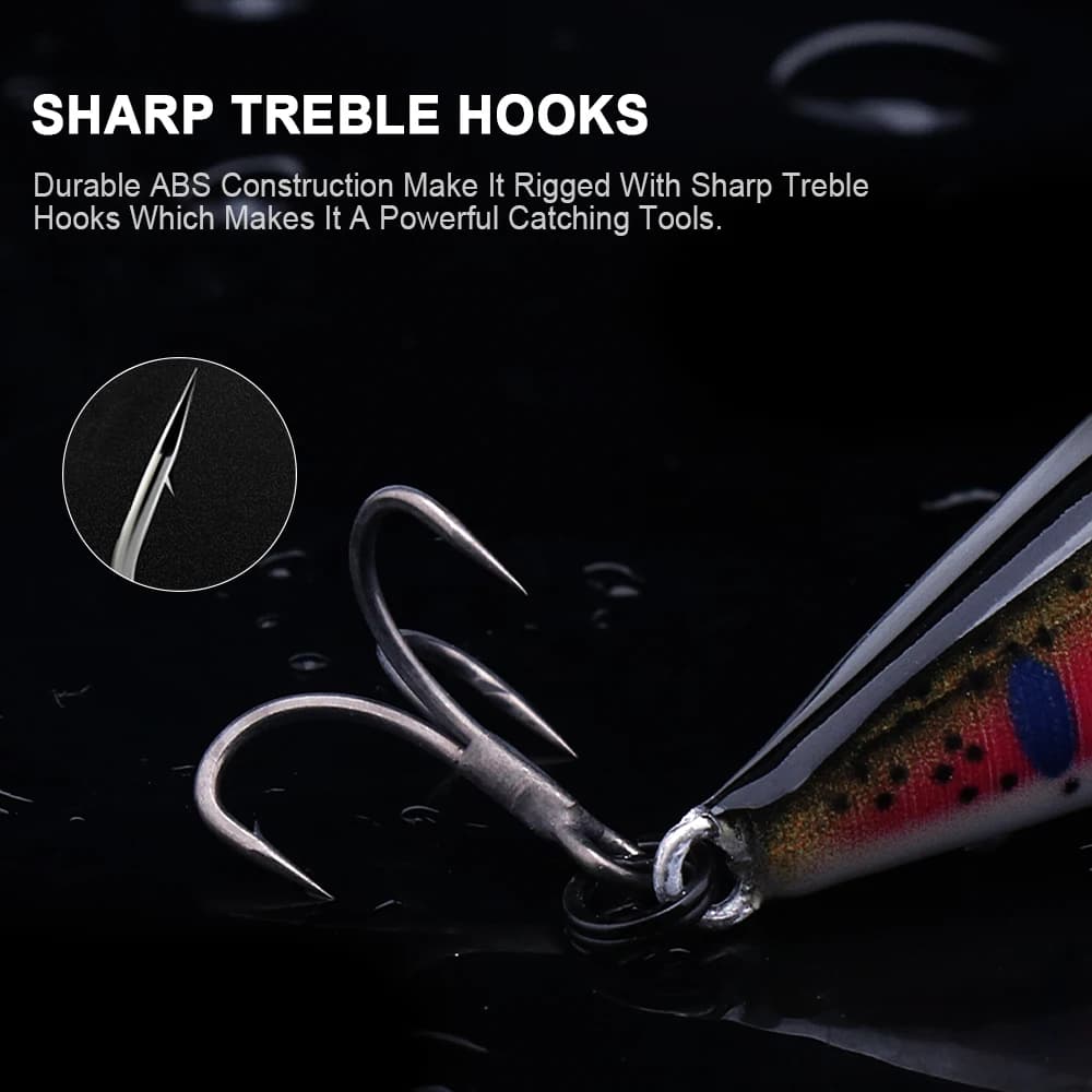 Leurre dur TREHOOK Jerkbait 50mm 5g pour brochet, perche et truite, appât artificiel crankbait sinking
