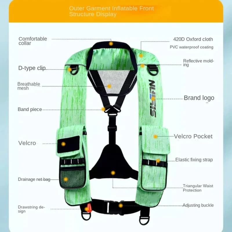 Gilet de sauvetage gonflable manuel automatique pêche mer 150N adulte sécurité nautique natation