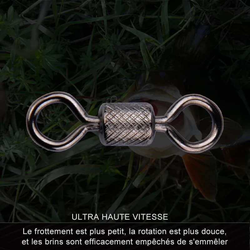 Lot 50 émerillons roulement à billes avec snap sécurité pour montages carpe et pêche sportive