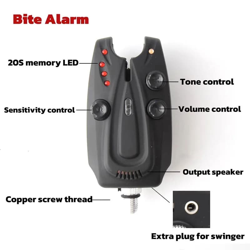 Kit d'alarme de touche sans fil 1+2 pour carpe - Contrôle de sensibilité et indicateur LED pêche nocturne