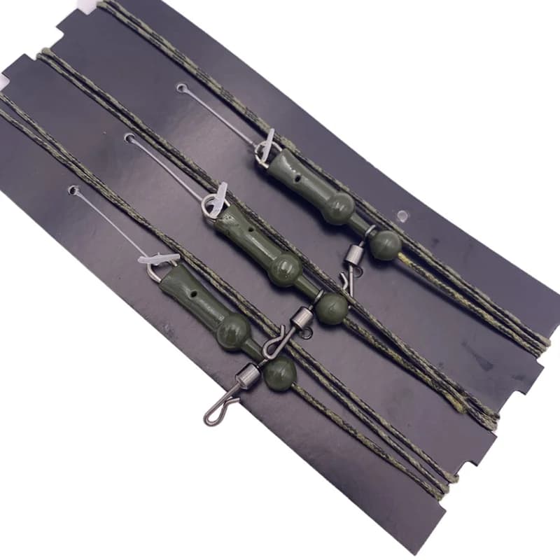 3Pcs leader line chod helicopter rig carp pêche 45lb braided lead core prêt à monter