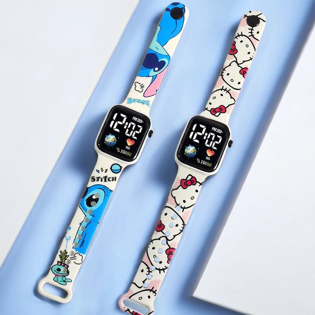 Montre fille Stitch Hello Kitty numérique étanche enfant reloj inteligente niña bracelet silicone
