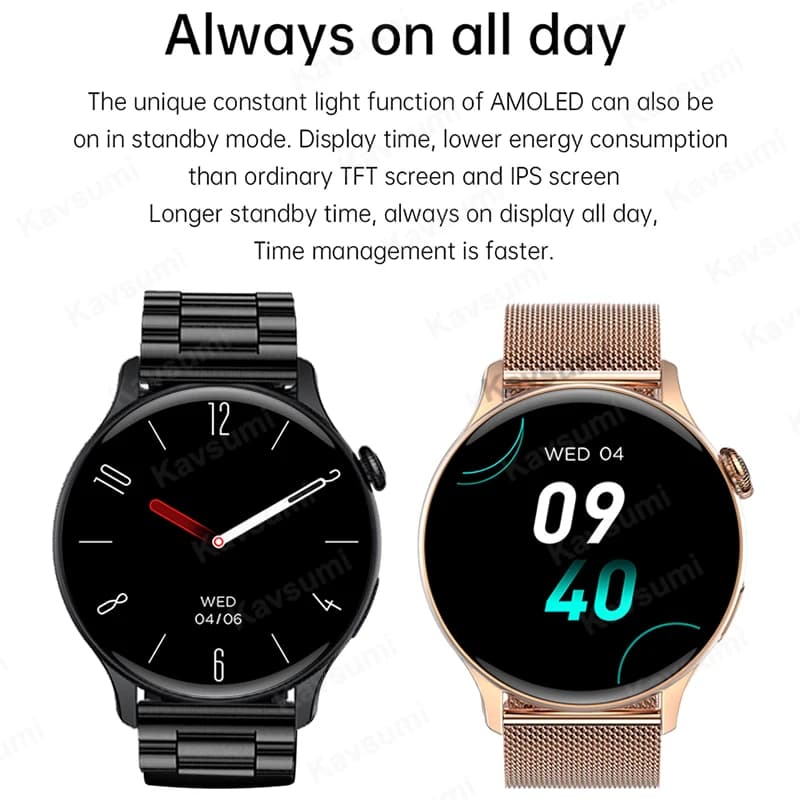 Montre connectée femme 2026 écran AMOLED GPS suivi sport monitoring cardiaque étanche cadeau féminin