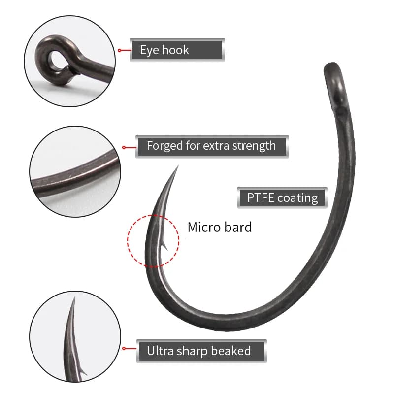 10 hameçons de pêche à la carpe Krank Extra Wide Gape, acier allié inversé micro-barbelés ou