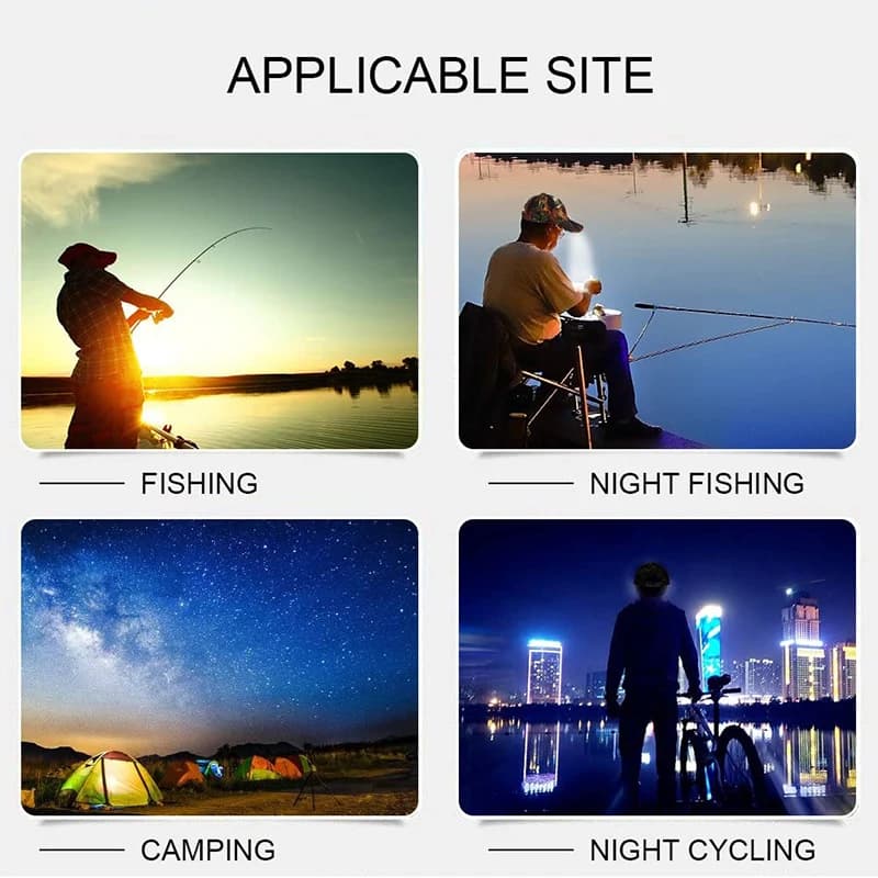 Casquette baseball LED réglable lampe frontale pêche nocturne camping randonnée