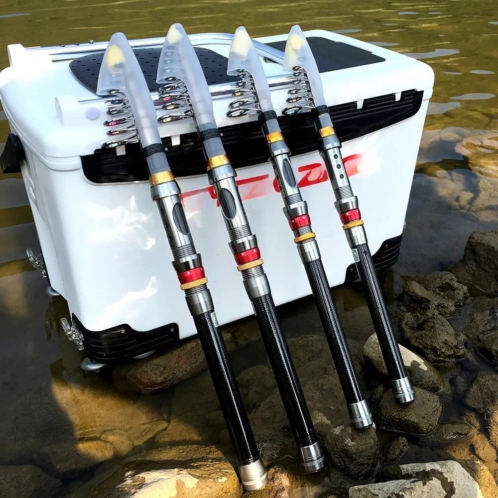 Combo spinning carbone 1.8m à 3.6m avec moulinet 5.2:1 - Kit pêche eau douce et mer - Moulinet métal avec ligne