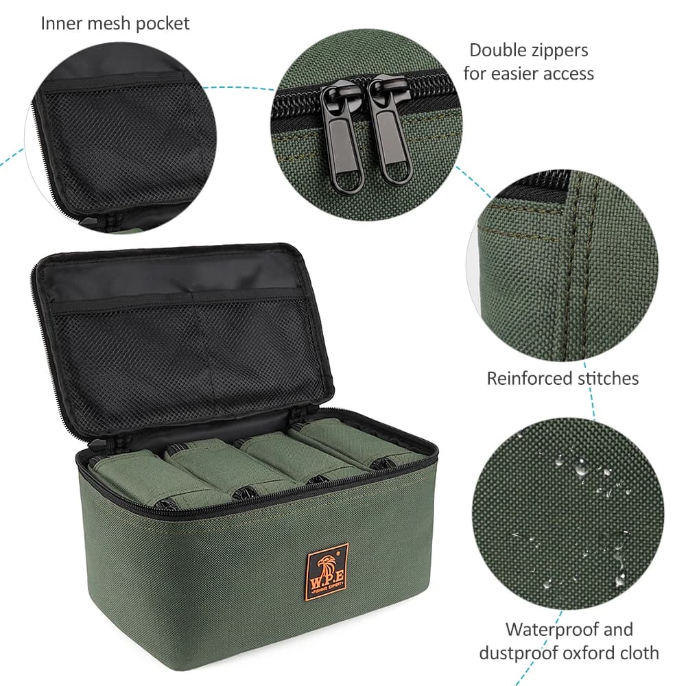 Sac organisateur pêche avec 4 poches pour rangement moulinets et leurres accessoires pêche pratique