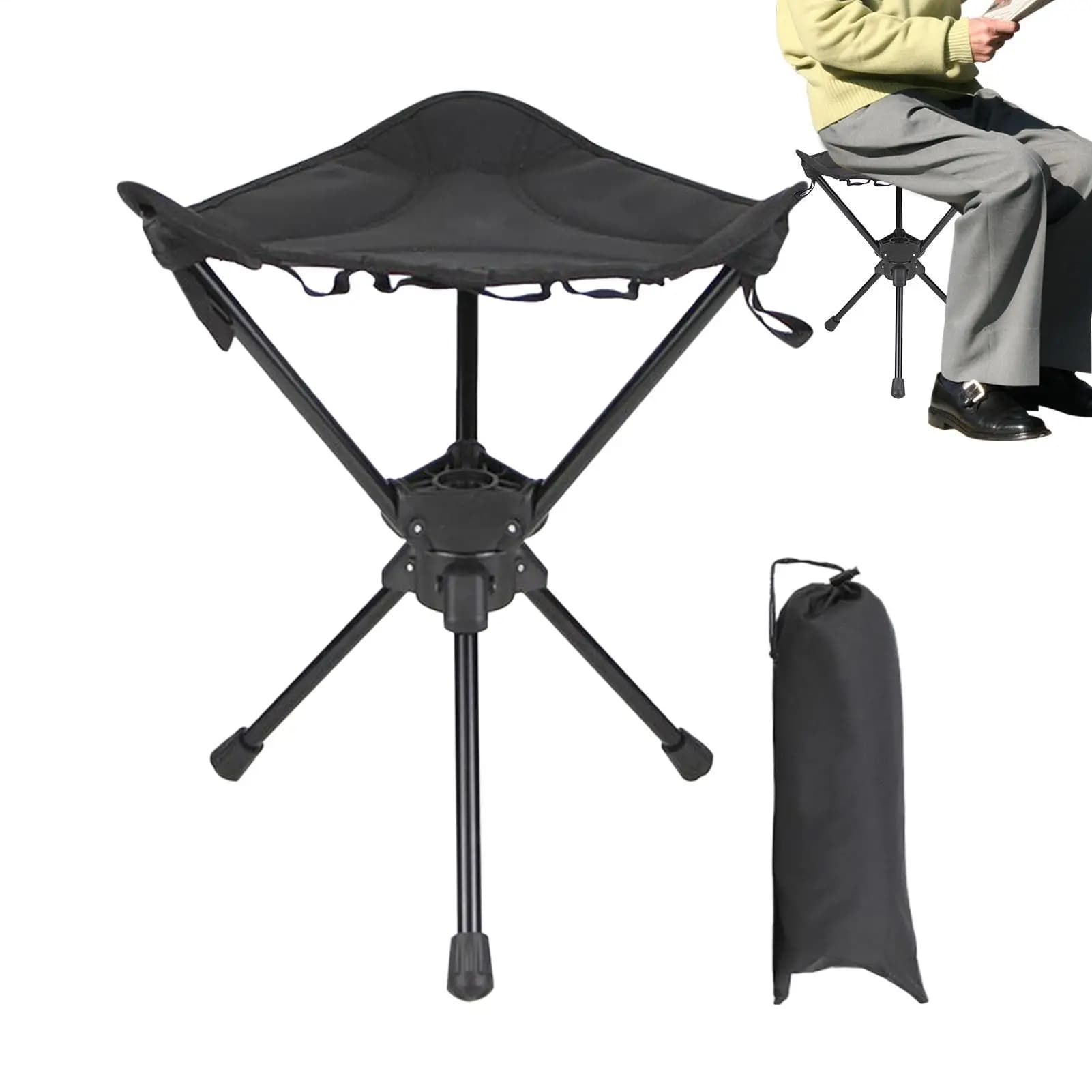 Tabouret pêche pivotant pliable pour randonnée, chasse et aventures extérieures portable