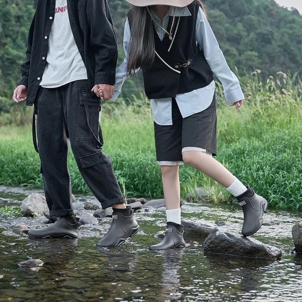 Bottes pluie hiver pêche homme chaudes pelucheuses imperméables antidérapantes couple travail mode