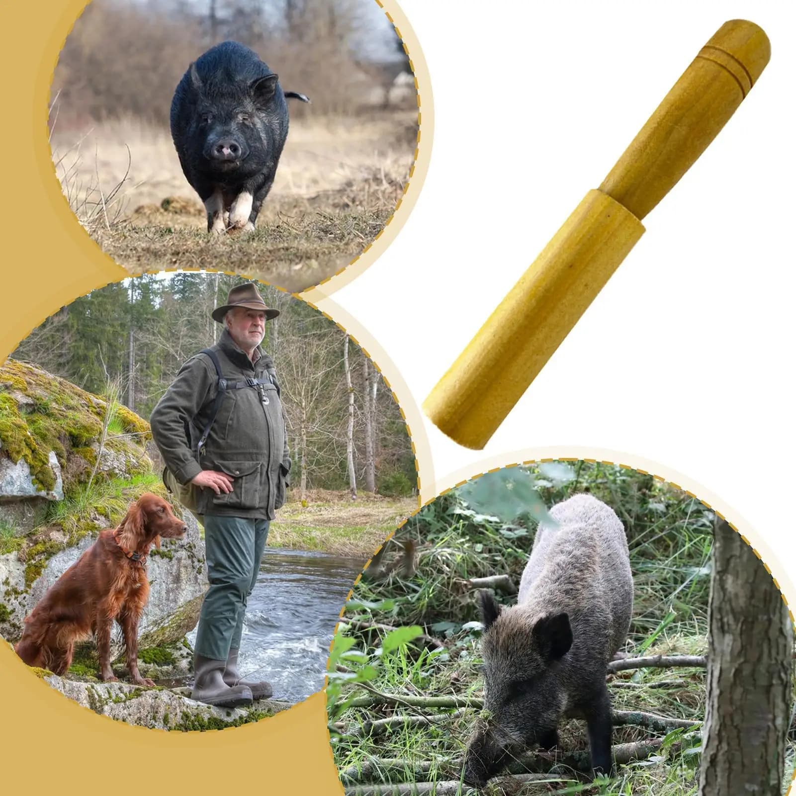 Sifflet bois sanglier imitation son outil extérieur - Appel sanglier sauvage leurre chasse cochon bois