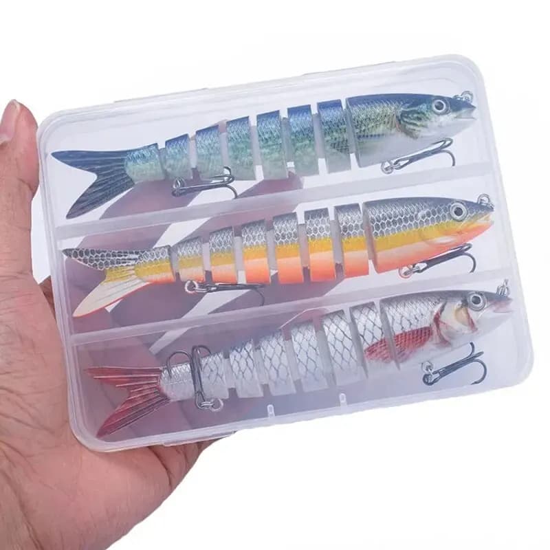 8 segments leurre nageur 3 pièces 135mm 19g multi-articulé yeux 3D pour pêche carnassier