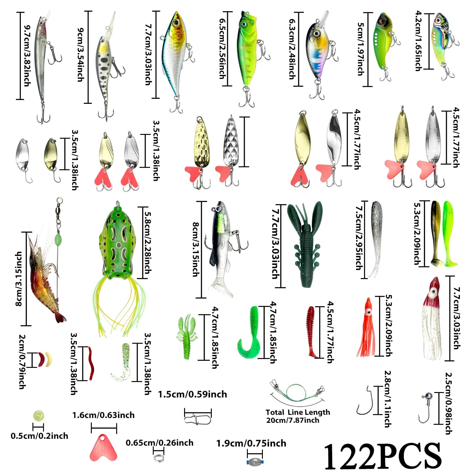 Kit de leurres de pêche 284 pièces pour truite saumon et bar, appâts de surface et