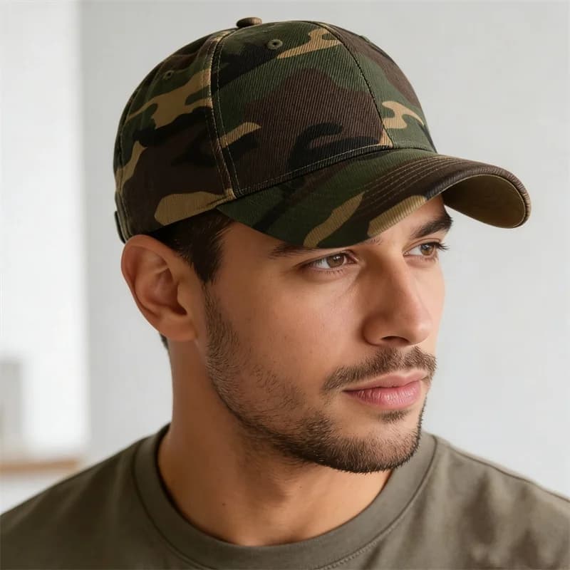 Casquette camouflage armée verte - Anti-UV pour pêche randonnée vélo et protection solaire