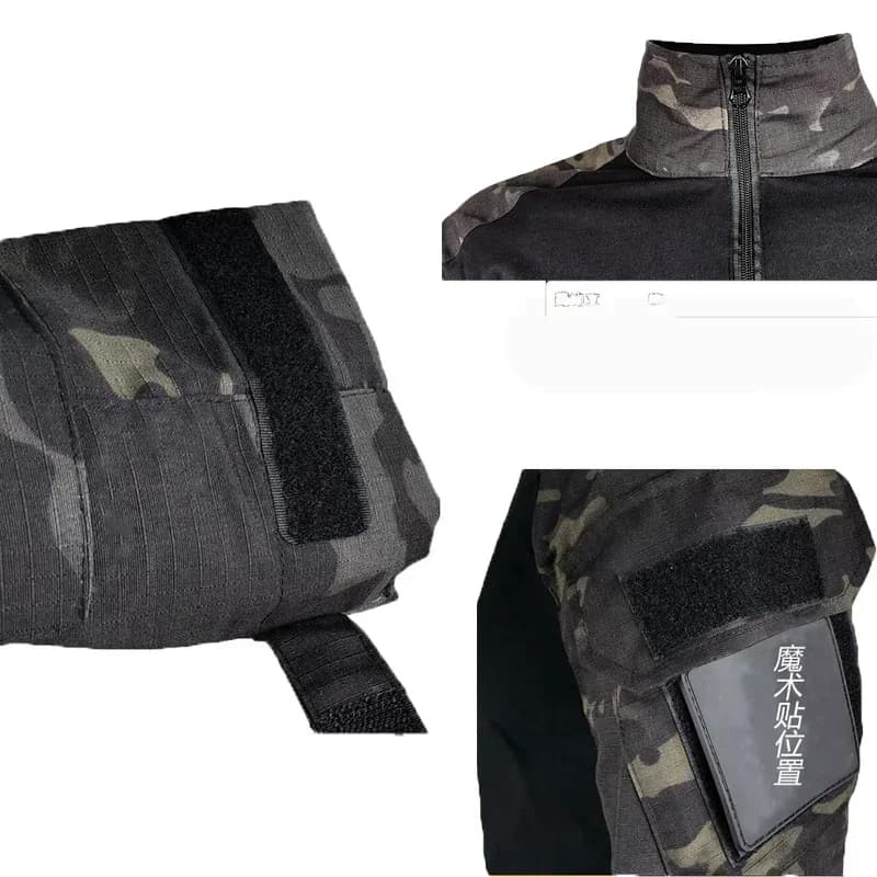 Ensemble de chasse camouflage Multicam Black - Tenue tactique respirante pour pêcheurs