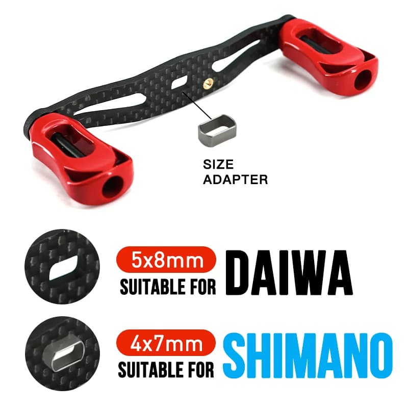 Manivelle carbone SEASIR pour moulinets casting - 6 couleurs disponibles pour Daiwa et Shimano