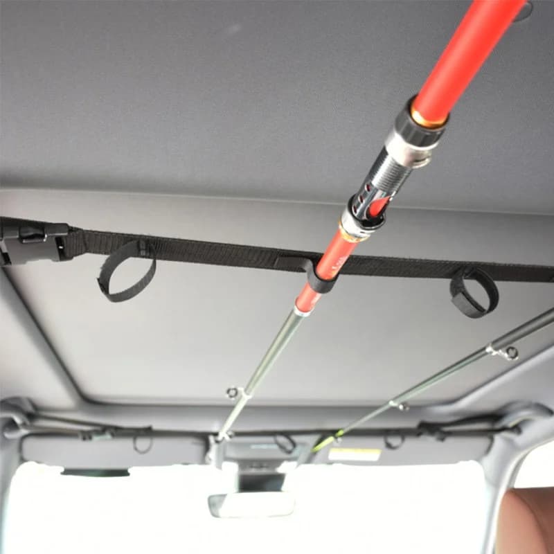 Porte-canne véhicule : sangle de maintien pour canne à pêche en voiture, pratique et sécurisée
