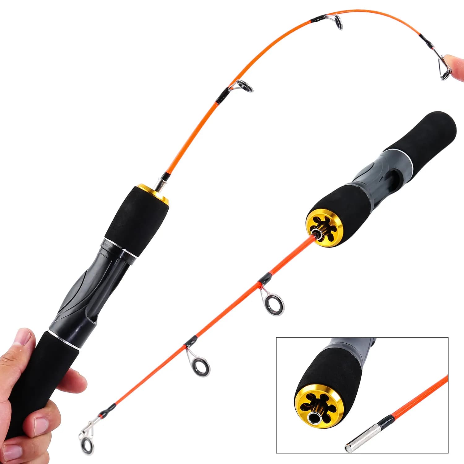 Canne ultralégère Sougayilang pour pêche hivernale aux crevettes - Portable mini ice fishing